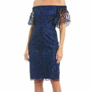 Trina Turk Off The Shoulder Lace Sheath Dress